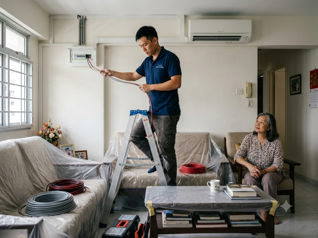 Electrical wiring upgrade for an HDB flat in Singapore