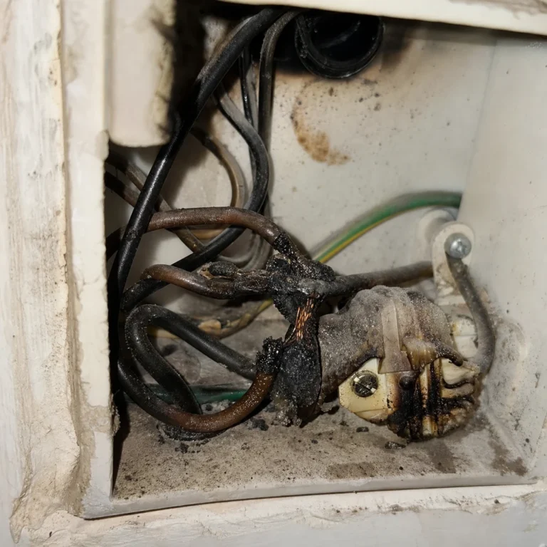 Short circuit fault found by power trip electrician Singapore - burnt wire causing repeated power tripping
