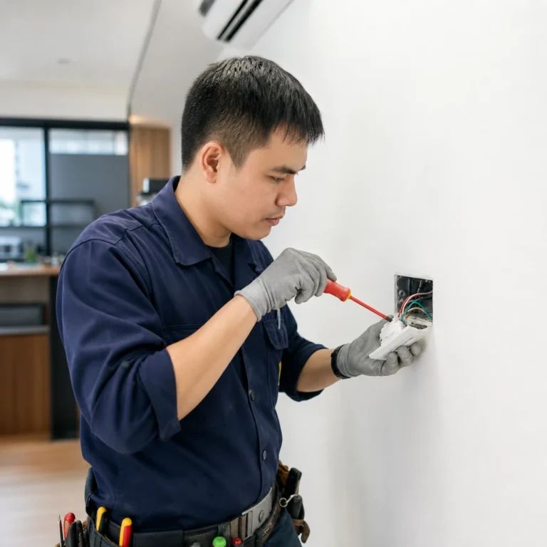 Light switch replacement by a licensed electrician in a Singapore home
