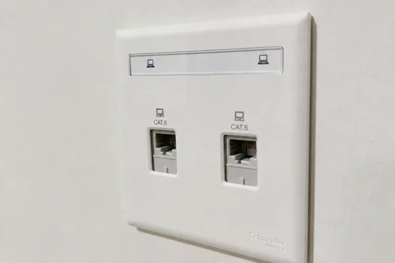 Cat 6 data point wall socket with RJ45 network connection