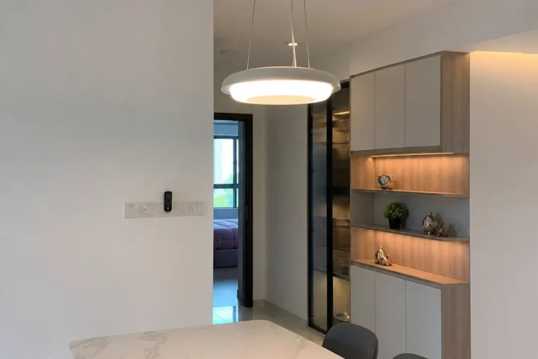 Pendant light installed over a dining table in a Singapore home