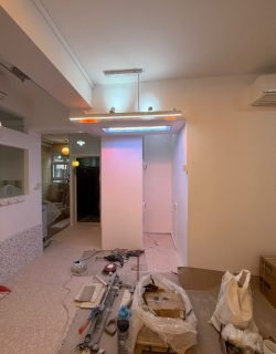 LED strip lighting installed on a false ceiling pelmet in a renovated Singapore home